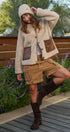 Cozy Boxy Shearling Jacket with Suede Pockets in BEIGE - Women's Jackets & Blazers | Urban Daizy