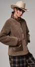 Cozy Boxy Shearling Jacket with Suede Pockets in BROWN - Women's Jackets & Blazers | Urban Daizy