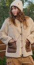 Cozy Boxy Shearling Jacket with Suede Pockets in BEIGE - Women's Jackets & Blazers | Urban Daizy