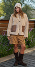 Cozy Boxy Shearling Jacket with Suede Pockets in BEIGE - Women's Jackets & Blazers | Urban Daizy