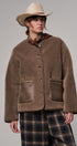Cozy Boxy Shearling Jacket with Suede Pockets in BROWN - Women's Jackets & Blazers | Urban Daizy