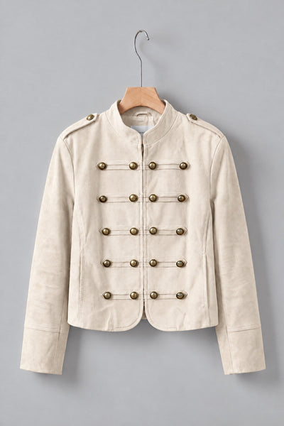 Napoleon Suede Military Band Jacket with Brass Buttons