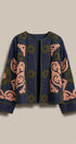 Suzani Embroidered Cotton Jacket with Floral Scroll in NAVY - Women's Jackets & Blazers | Urban Daizy
