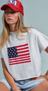 Urban Daizy American Flag Graphic Raw Edge Crop Tee White T-Shirt (Graphic) - Women's (UDZ-TP-01083-White) – alternate view 10