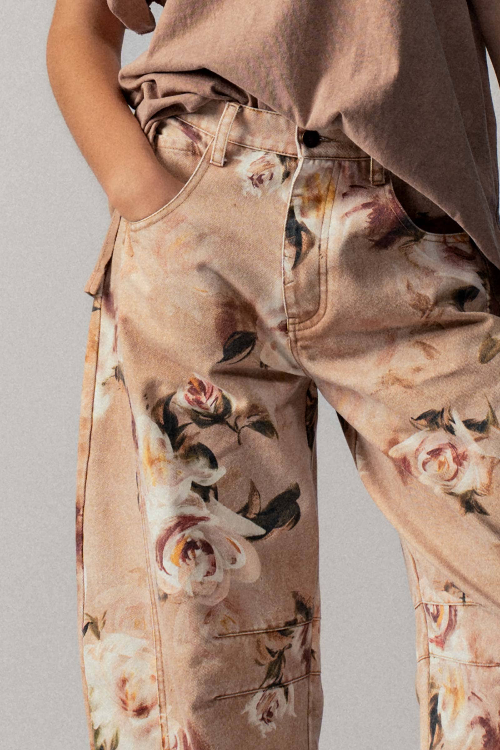 Urban Daizy Vintage Rose Print Wide Leg Jeans Multi Jeans - Women's (UDPT0093-Multi) – alternate view