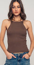 Urban Daizy Ribbed Knit Halter Spaghetti Strap Tank Top Black Tank Top - Women's (UDZ-TP-00490) – alternate view 10