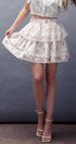 Urban Daizy Romantic Rose Print Lace Trim Tiered Mini Skirt Ivory Skirt - Women's (UDZ-AC-00158) – alternate view 4
