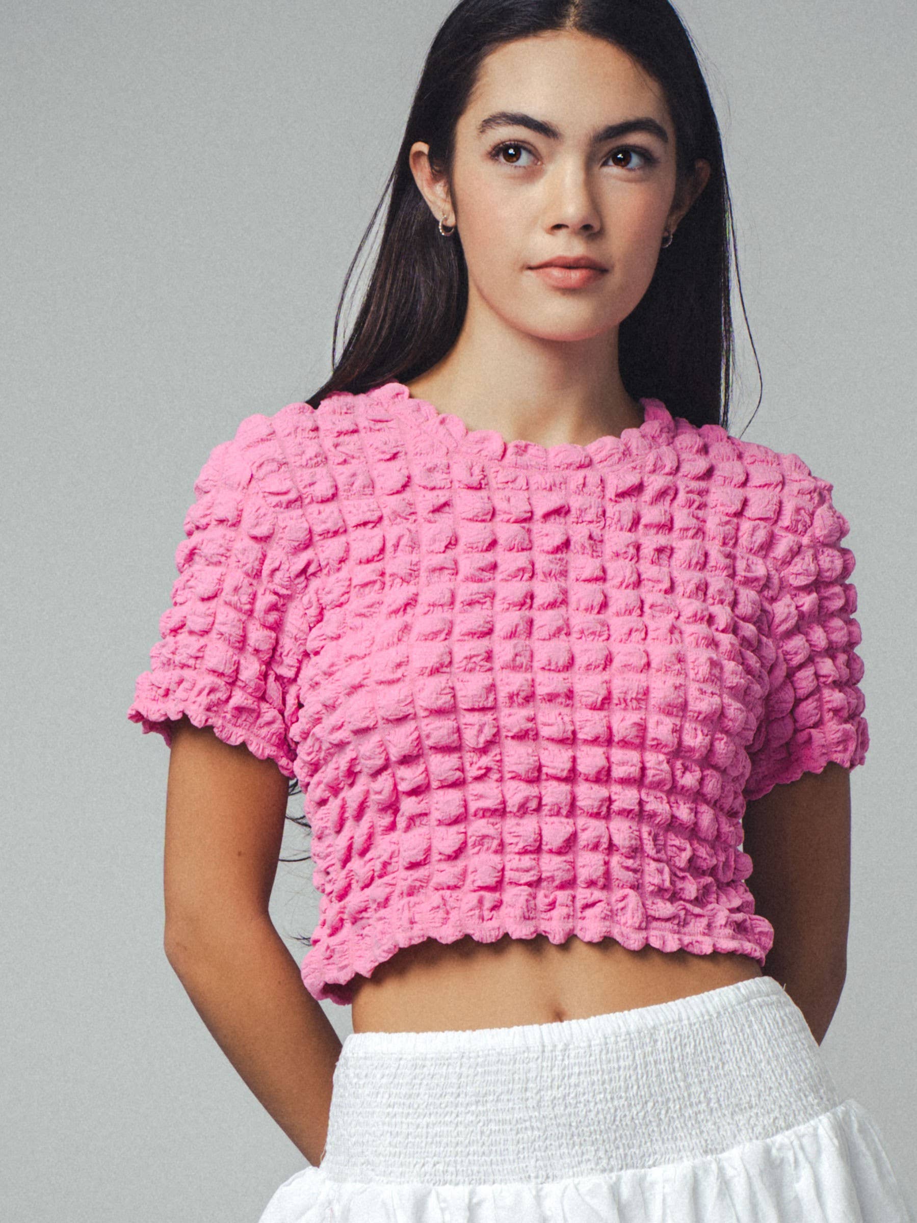 Bubble Popcorn Textured Crop Top