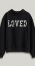 LOVED Varsity Patch Mock Neck Sweatshirt with Exposed Seams in BLACK - Women's Sweatshirts & Hoodies | Urban Daizy