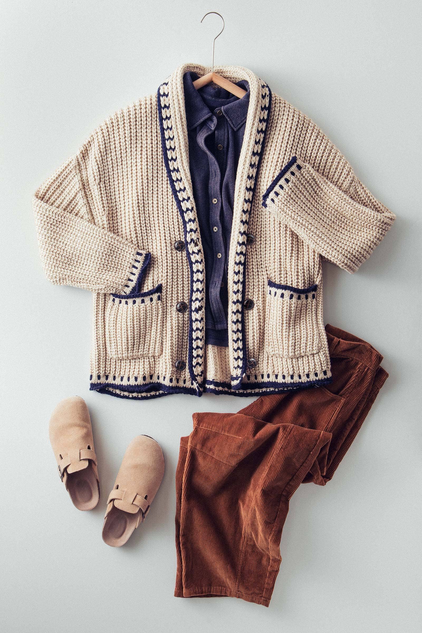 Urban Daizy Chunky Knit Oversized Contrast Cardigan Taupe Cardigan - Women's (UDZ-TP-00814) – alternate view 16