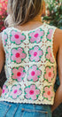 Urban Daizy Floral Crochet Tank Top Ivory-Pink Tank Top - Women's (UDZ-TP-01037) – alternate view 5