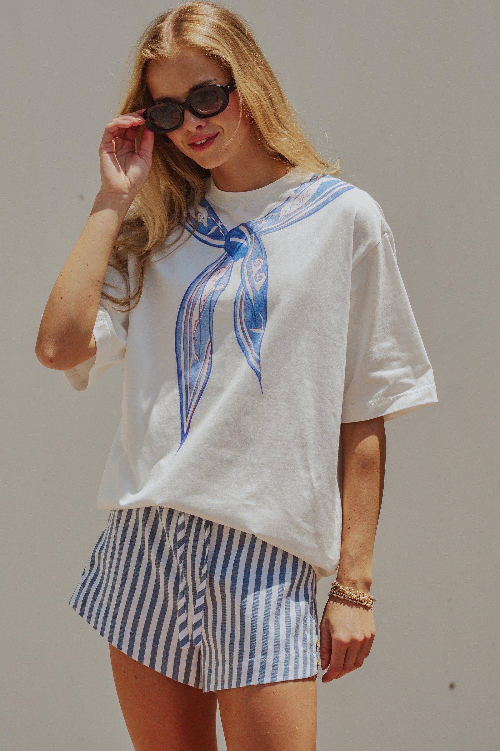 Nautical Stripe Printed Bandana Tee