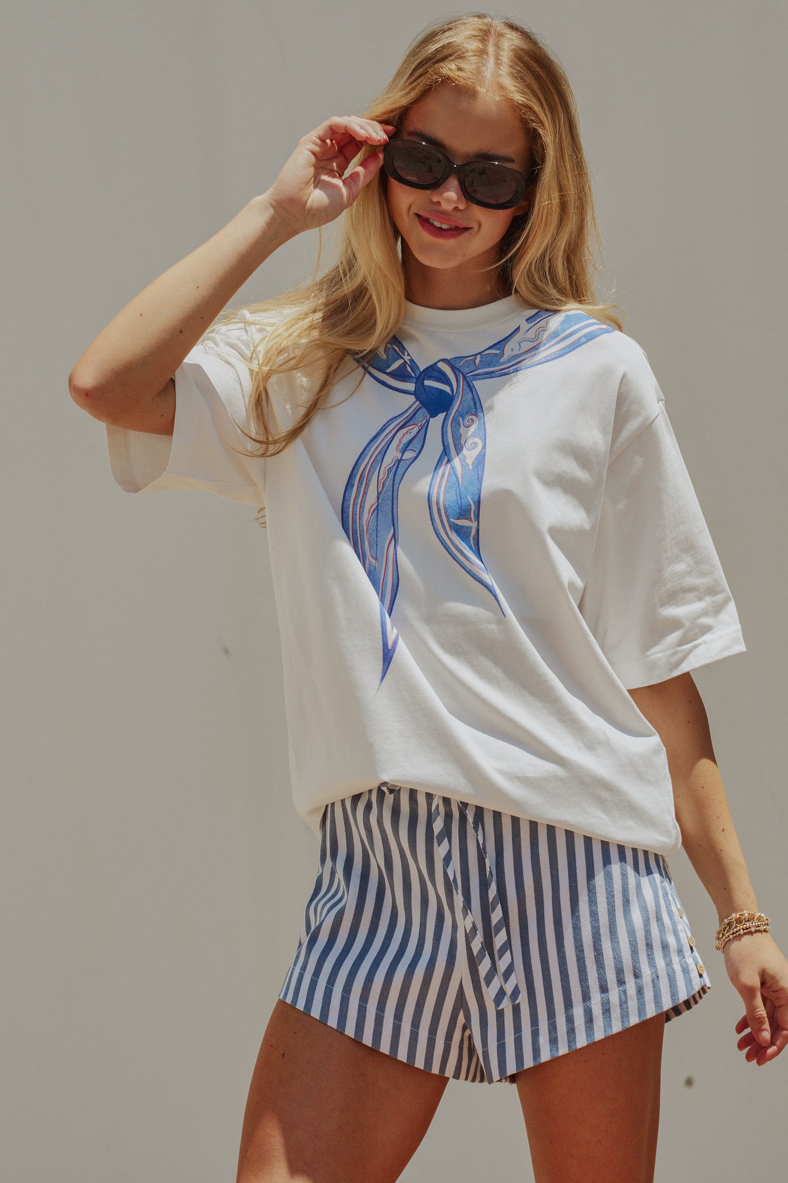 Nautical Stripe Printed Bandana Tee