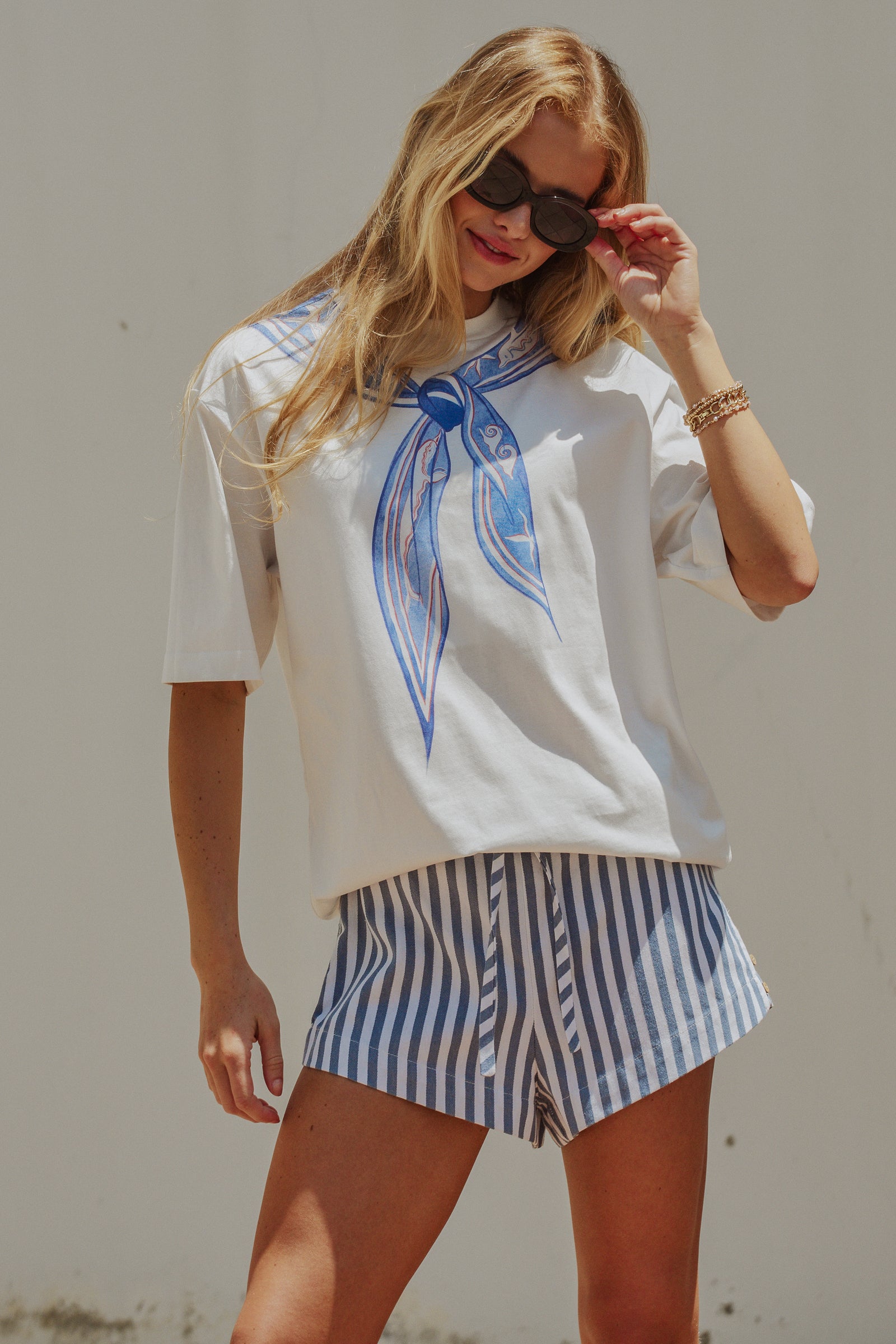 Nautical Stripe Printed Bandana Tee