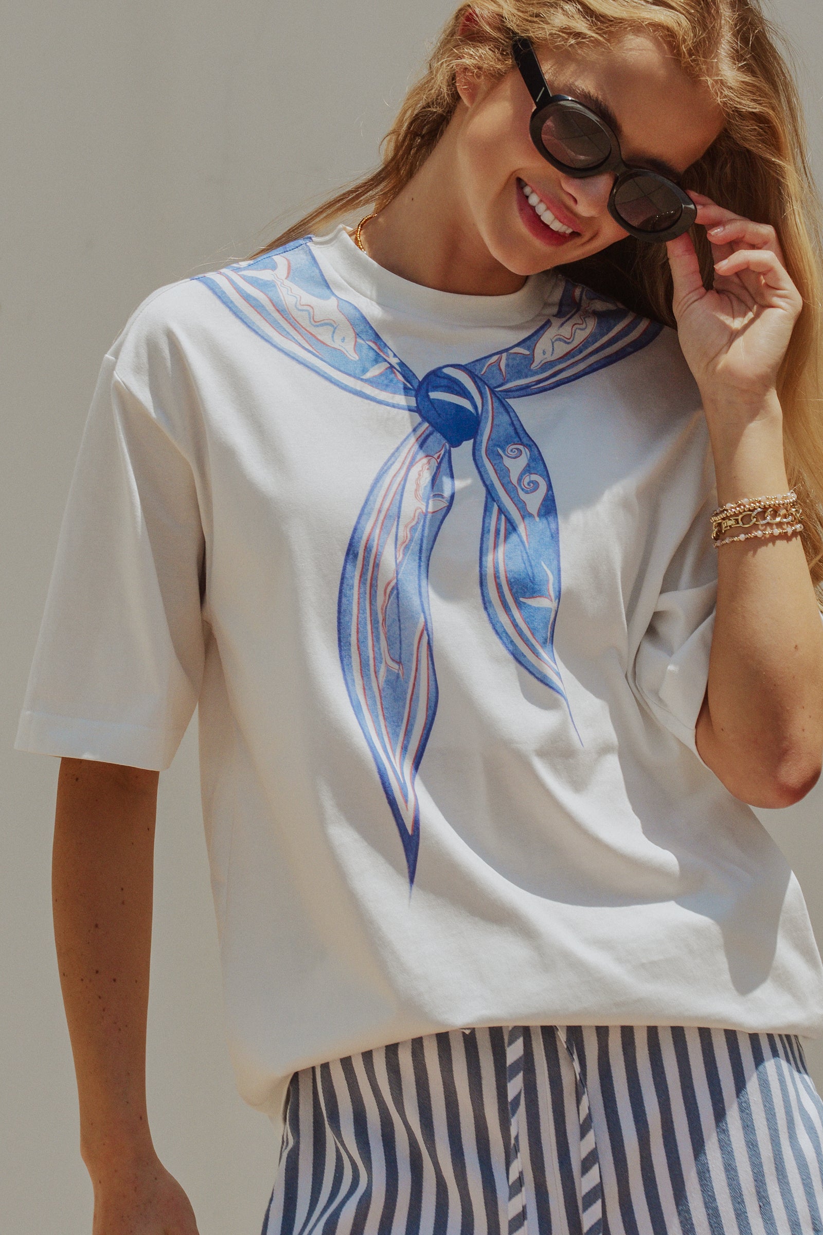 Nautical Stripe Printed Bandana Tee
