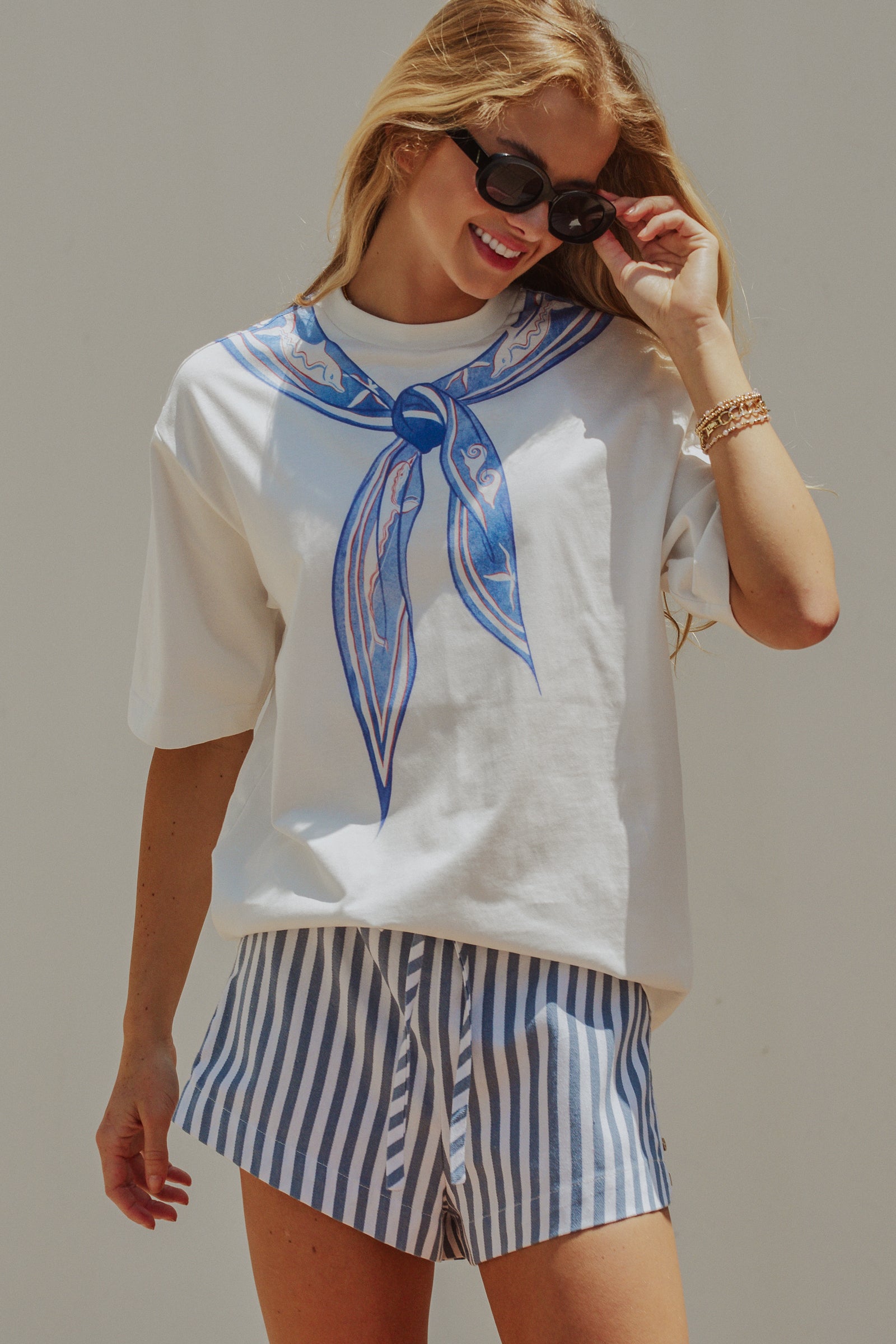 Nautical Stripe Printed Bandana Tee
