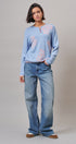 Floral Henley Knit Sweater With Buttons