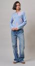 Floral Henley Knit Sweater With Buttons