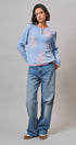 Floral Henley Knit Sweater With Buttons