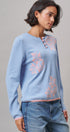 Floral Henley Knit Sweater With Buttons