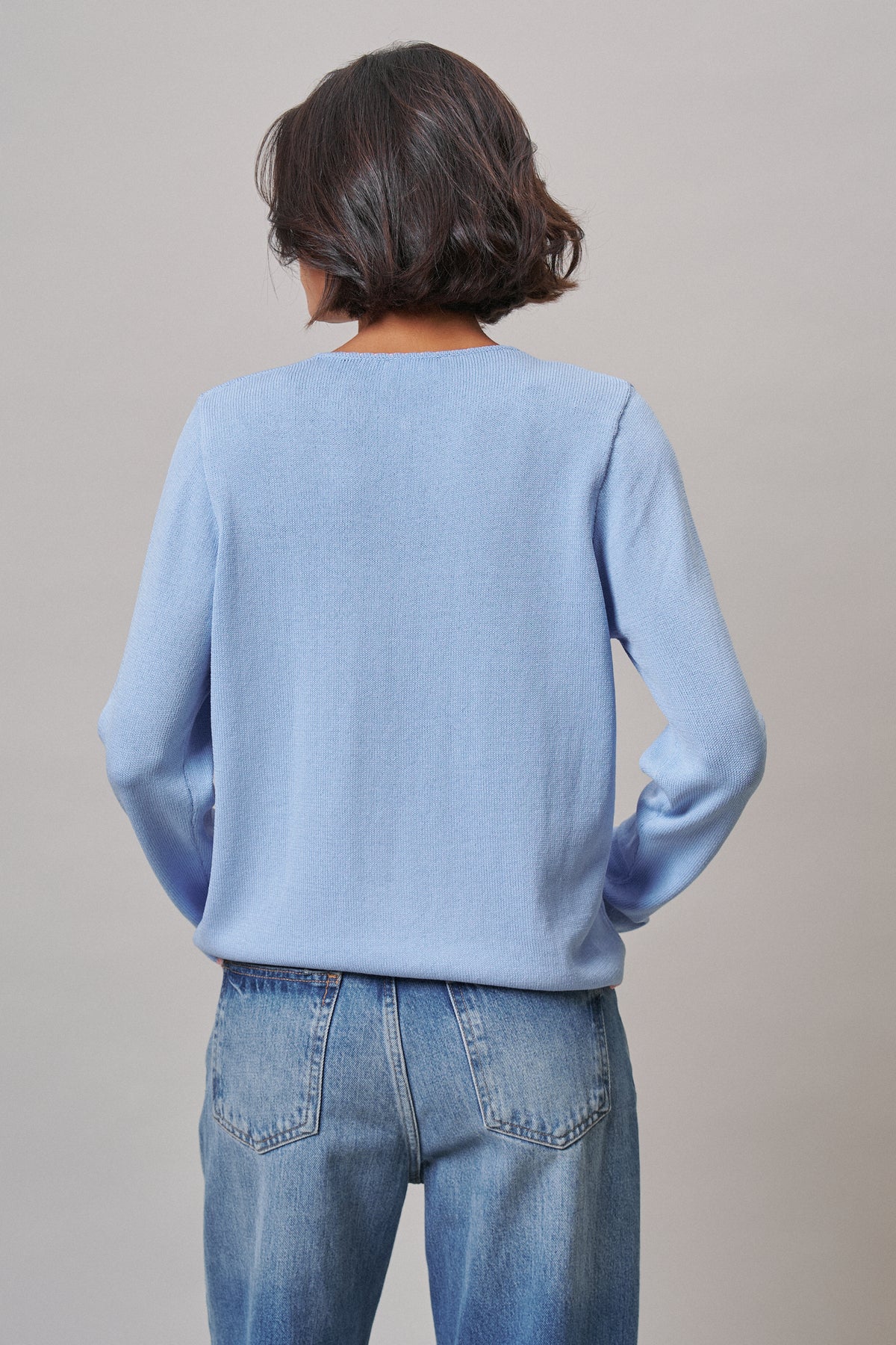 Floral Henley Knit Sweater With Buttons