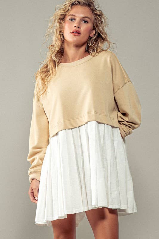 Urban Daizy Pleated Skirt Layered Statement Sweater Dress Rust Dress - Women's (UDZ-DR-00306) – alternate view 8