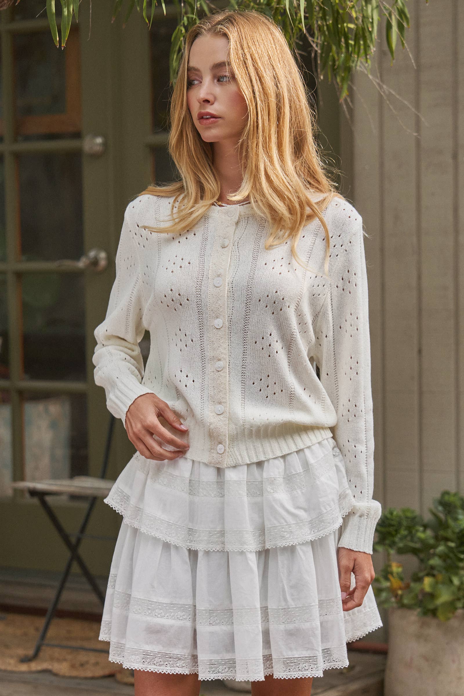 Scalloped Lace Tiered Romantic Statement Mini Skirt