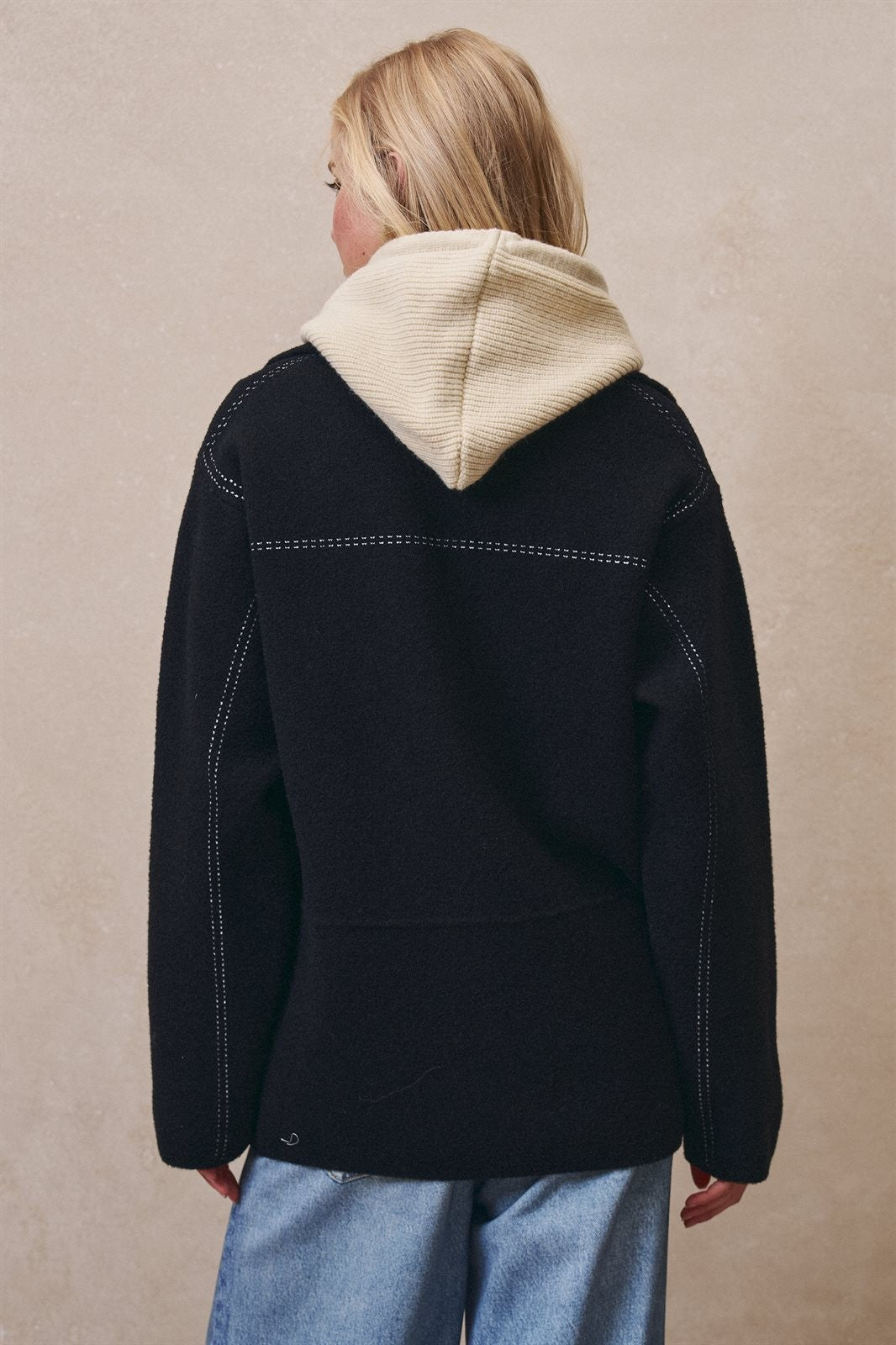 Hooded Wool Blend Oversized Short Coat in BLACK - Women's Coats | Urban Daizy