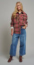 Oversized Plaid Button-Up Flannel Shirt w Pockets in BROWN MULTI - Women's Shirts & Blouses | Urban Daizy