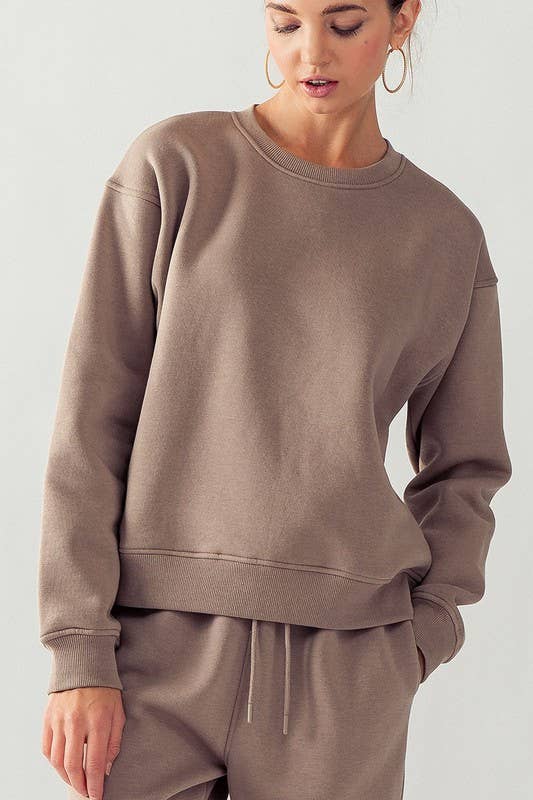 Urban Daizy Relaxed Fit Fleece Crewneck Sweatshirt Toast Sweatshirt - Women's (UDZ-KN-00232)