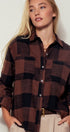 Buffalo Plaid Flannel Shirt Button Up Western Boho Top in BLACK - Women's Shirts & Blouses | Urban Daizy