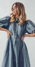 Urban Daizy Puff Sleeve A-Line Denim Maxi Dress Lt-Denim Dress - Women's (UDZ-DR-00392) – alternate view 7