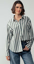 Urban Daizy Oversized Stripe Button Down Collared Shirt Blue Button Down Shirt - Women's (UDZ-TP-00759) – alternate view 11