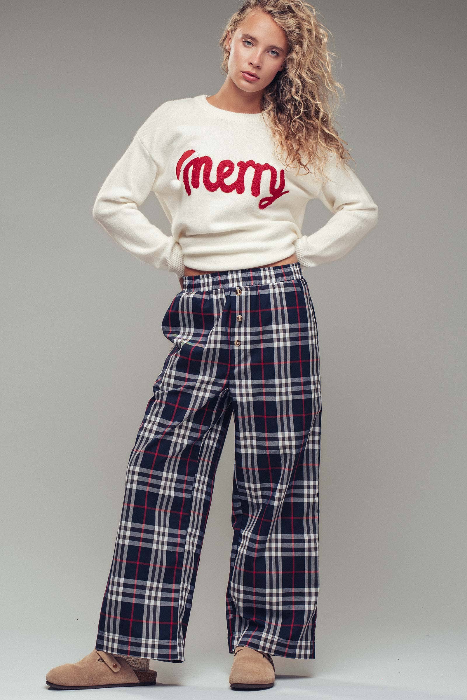Urban Daizy Merry Embroidered Crewneck Sweater Ivory Knit Sweater - Women's (UDZ-KN-00488) – alternate view 13