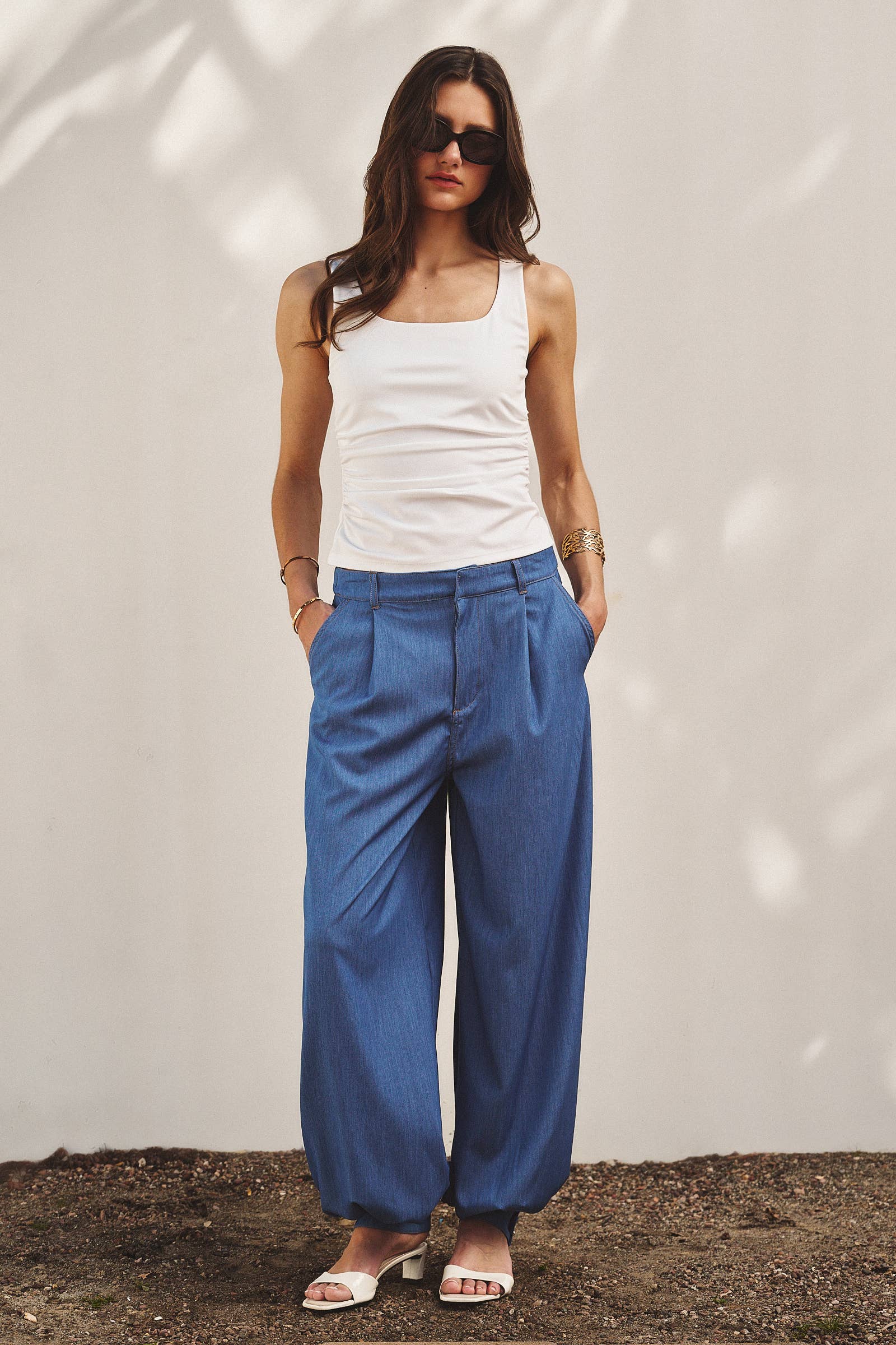 Side-Ruched Stretch Tank Top