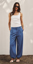 Urban Daizy Soft Chambray Wide Leg Barrel Pants Blue Pants - Women's (TNPT0819-Blue) – alternate view 4