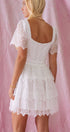Urban Daizy Tiered Lace Mini Dress with Corset Bodice and Puff Sleeves Ivory Dress - Women's (UDZ-DR-00354) – alternate…