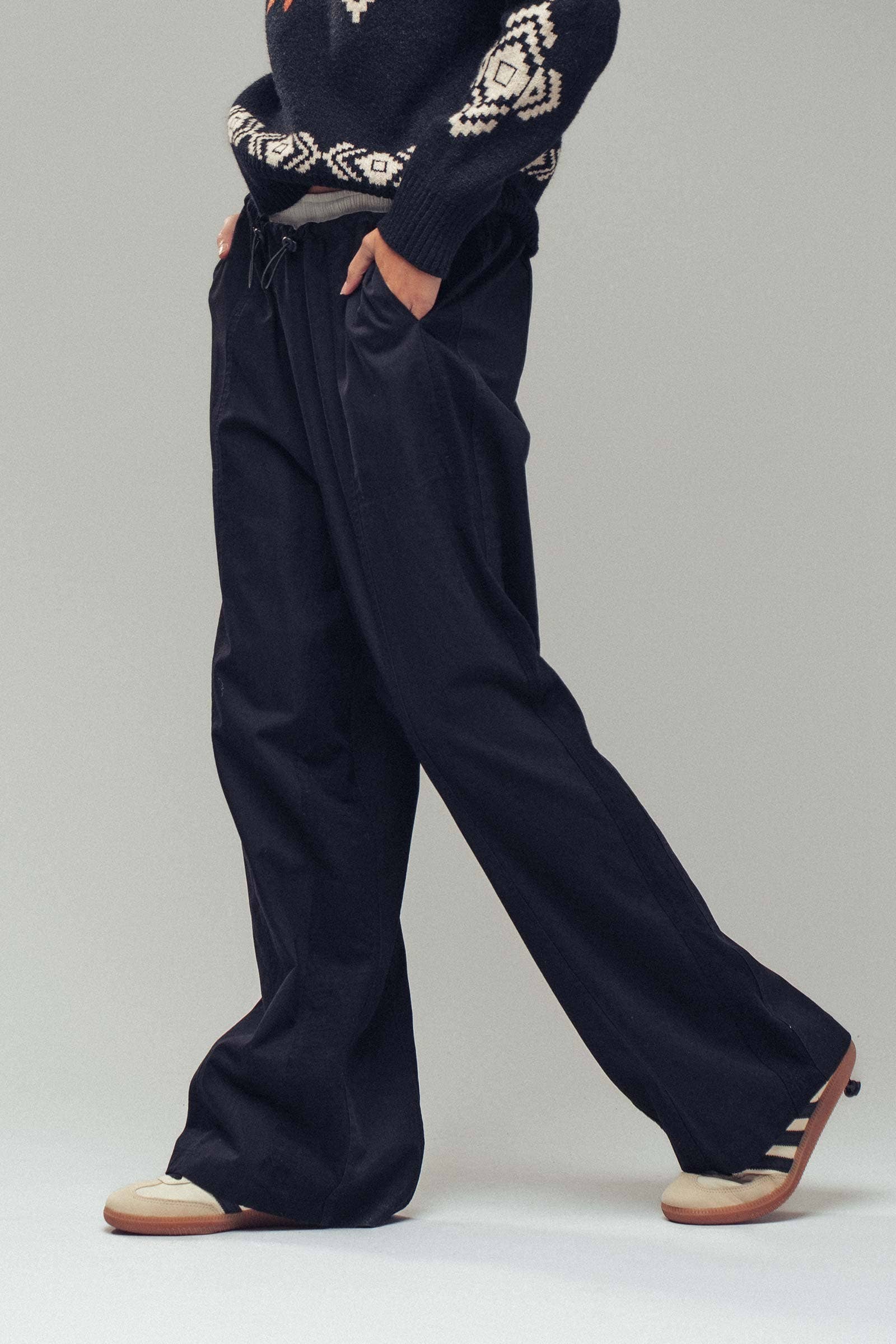 Urban Daizy Drawstring Waist Wide-Leg Relaxed Pants Olive Pants - Women's (UDZ-TP-00814) – alternate view 13