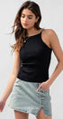 Urban Daizy Ribbed Knit Halter Spaghetti Strap Tank Top Black Tank Top - Women's (UDZ-TP-00490) – alternate view 3