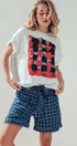 Urban Daizy Plaid Cotton Blend Shorts Rope Drawstring Blue Shorts - Women's (UDZ-PT-00480) – alternate view 6