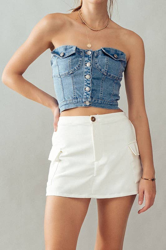 Urban Daizy Smocked Waist Cargo Pocket Skort Grey Skort - Women's (UDZ-SK-00035) – alternate view 19