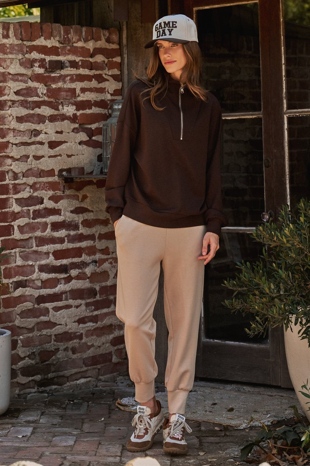 Scuba High Rise Joggers Sweatpants Pilates Athflow for Women in SAND - Women's Sweatpants & Joggers | Urban Daizy