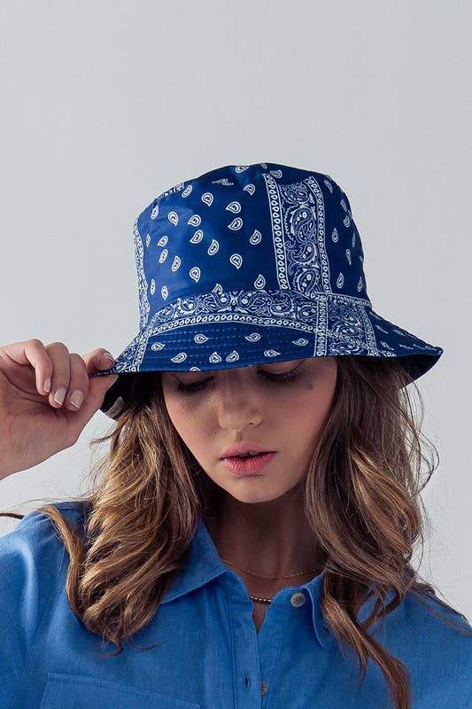 Urban Daizy Paisley Print Spring Fashion Bucket Hat Black Bucket Hat - Women's (UDZ-AC-00049) – alternate view 7