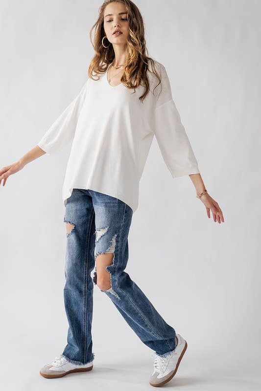 Urban Daizy Relaxed Fit V Neck Three Quarter Sleeve Tunic Top Green Tunic - Women's (UDZ-TP-00030) – alternate view 8