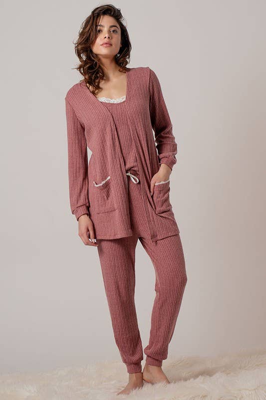 Urban Daizy Pointelle Knit Lace-Trim Pocket Cardigan Cocoa Cardigan - Women's (UDZ-KN-01037) – alternate view 7