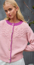 Textured Yoke Contrast Trim Knit Cardigan | wholesale cardigan - women's | Urban Daizy