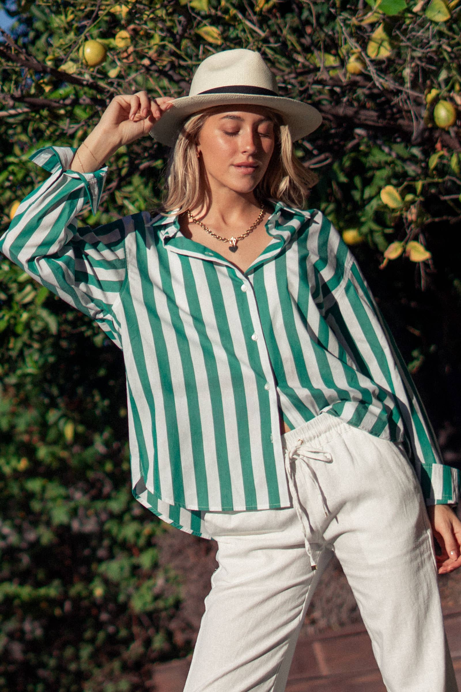 Oversized Stripe Button Down Collared Shirt