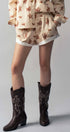 Urban Daizy Western Rodeo Ready Roundup Elastic Waistband Shorts Ivory Shorts - Women's (UDZ-DR-00390) – alternate view 3