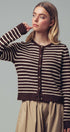 Urban Daizy Parisian Striped Gold Button Cardigan Khaki Cardigan - Women's (UDZ-KN-00656) – alternate view 14