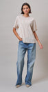 Floral Lace Overlay Boxy Tee with Mesh Neckline